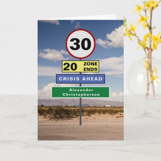 Grappige 30e verjaardag Humor verkeersborden Kaart (Gele Bloem)