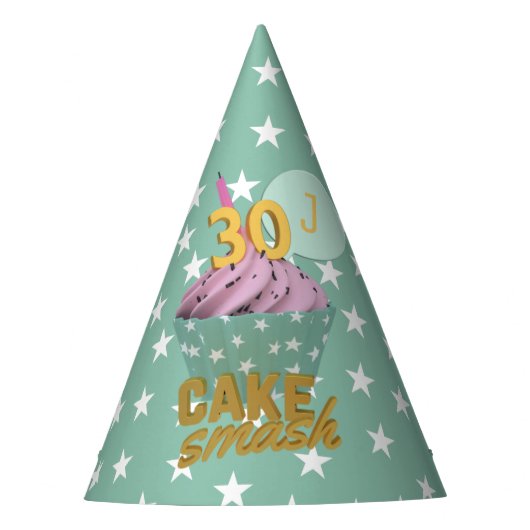 Grappige 30e verjaardag taart Smash Paper Party Pe Feesthoedjes (Voorkant)