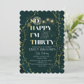 Grappige 30e verjaardag uitnodiging Sparkly Emeral (Staand voorkant)