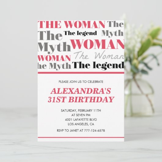 Grappige 31e verjaardag uitnodigingen haar Myth Le (Staand voorkant)