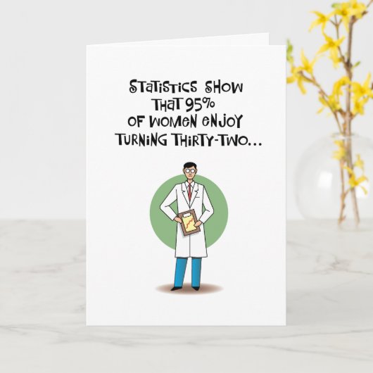 Grappige 32e verjaardag kaart (Gele Bloem)