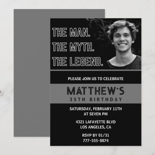 Grappige 35e verjaardag Uitnodigingen Het Man De L (Voorkant / Achterkant)