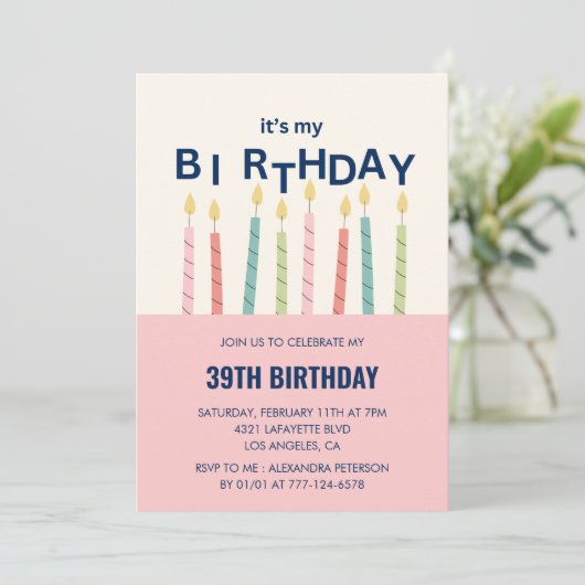 Grappige 39e verjaardag uitnodigingen Humor Candle (Staand voorkant)