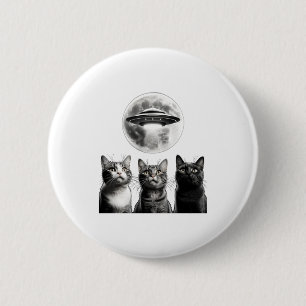 Grappige 3 Bange Katten Maan Ufo Alien Aardinvasi Ronde Button 5,7 Cm