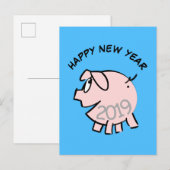 Grappige 3 Cartoon Illustratie Varken Jaar Verjaar Uitnodiging Briefkaart (Voorkant / Achterkant)