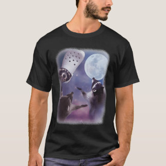 Grappige 3 Wasbeer Maan Huilende Wasbeer Kop Draag T-shirt