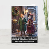 Grappige 3D antropomorfe Victoriaanse Katten Kerst Kaart (Voorkant)