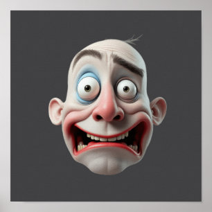 Grappige 3D-cartoonmonster Expressief Gezicht Kuns Poster