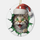 Grappige 3d kat keramisch ornament (Links)