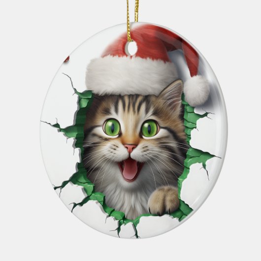 Grappige 3d kat keramisch ornament (Links)