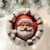 Grappige 3D Kerstman Gepersonaliseerde Naam van he Keramisch Ornament