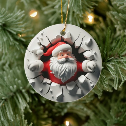 Grappige 3d Kerstman Keramisch Ornament (Boom)