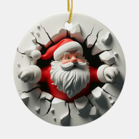 Grappige 3d Kerstman Keramisch Ornament (Voorkant)