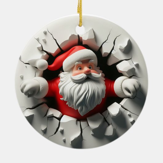 Grappige 3d Kerstman Keramisch Ornament (Achterkant)