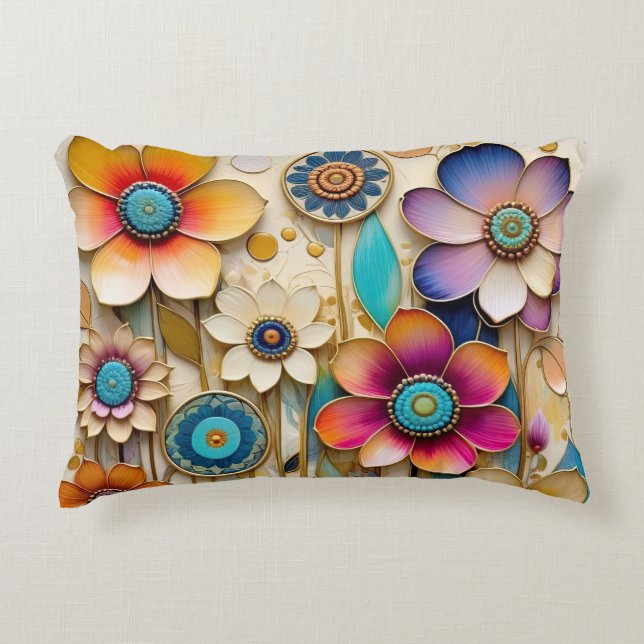 Grappige 3D papercut bloemen Accent Kussen (Voorkant)