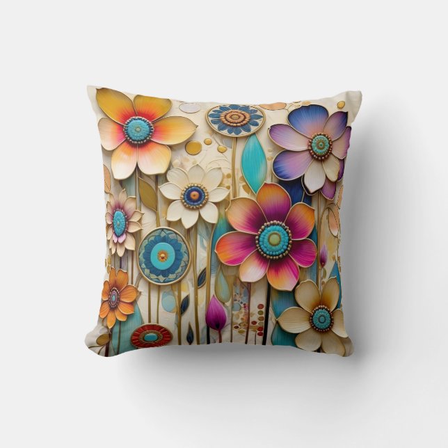 Grappige 3D papercut bloemen Kussen (Voorkant)