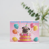 Grappige 3D Pug Verjaardag Kaart | Schattige honde (Staand voorkant)