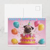 Grappige 3D Pug Verjaardag Kaart | Schattige honde (Voorkant / Achterkant)