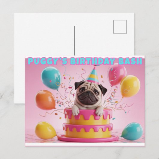 Grappige 3D Pug Verjaardag Kaart | Schattige honde (Voorkant / Achterkant)