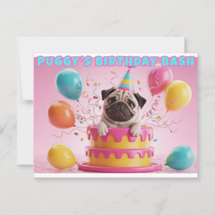 Grappige 3D Pug Verjaardag Kaart   Schattige honde
