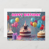 Grappige 3D Pug Verjaardag Kaart | Schattige honde (Voorkant / Achterkant)