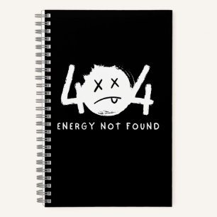 Grappige 404-foutmelding Energie niet gevonden Notitieboek