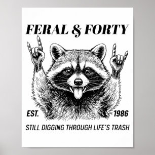 Grappige 40e verjaardag Est 1986 Wild & Veertig Ra Poster