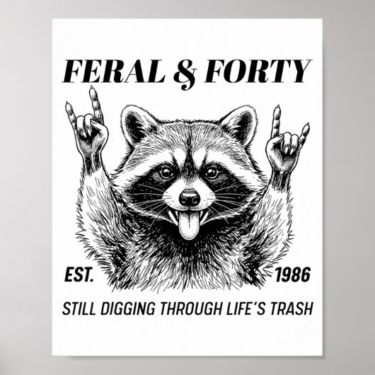Grappige 40e verjaardag Est 1986 Wild & Veertig Ra Poster (Voorkant)