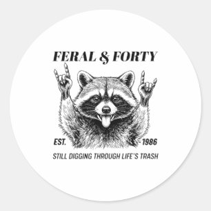 Grappige 40e verjaardag Est 1986 Wild & Veertig Ra Ronde Sticker