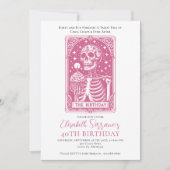 Grappige 40e verjaardag Gothic Tarot Pink Party Kaart (Voorkant)