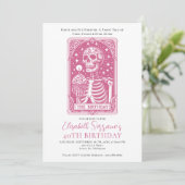 Grappige 40e verjaardag Gothic Tarot Pink Party Kaart (Staand voorkant)