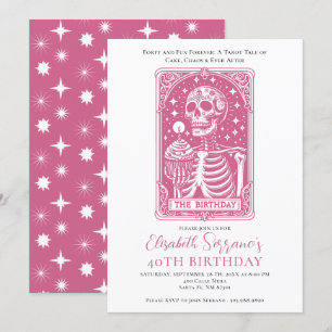 Grappige 40e verjaardag Gothic Tarot Pink Party Kaart