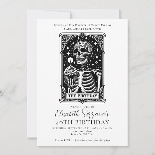 Grappige 40e verjaardag Gothic Tarot Zwart Kaart (Voorkant)