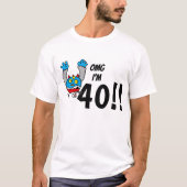 Grappige 40e verjaardag leeftijds grap t-shirt (Voorkant)
