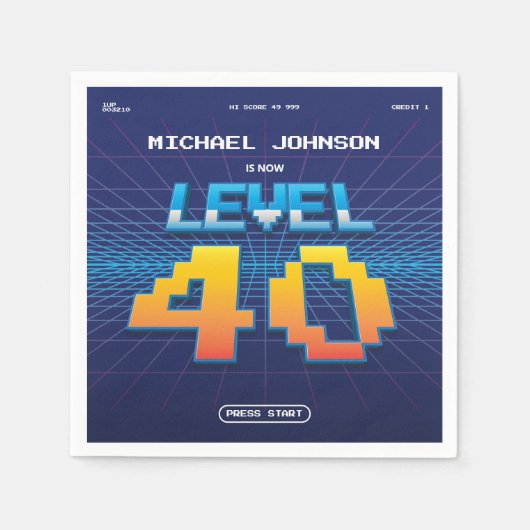 Grappige 40e Verjaardag Retro 80s Spel Scherm Cust Servet (Voorkant)
