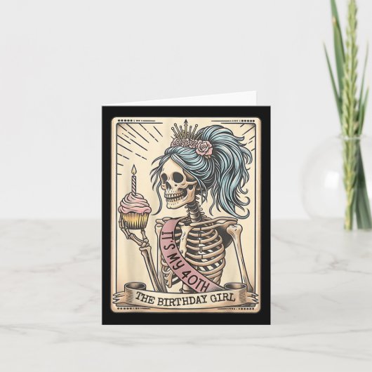 Grappige 40e Verjaardag Skeleton Tarot Kaart Retro (Voorkant)