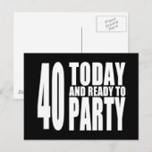 Grappige 40e Verjaardagen : 40 Vandaag en Klaar om Briefkaart (Voorkant / Achterkant)