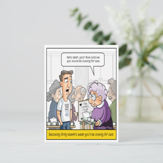 Grappige 40e verjaardagsansichtkaart briefkaart (Staand voorkant)