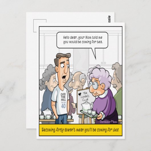 Grappige 40e verjaardagsansichtkaart briefkaart (Voorkant / Achterkant)