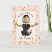 Grappige 40e Vrouw Cartoon Glitter Verjaardag Kaart (Voorkant)