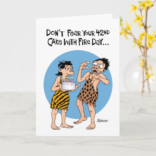 Grappige 42e verjaardag kaart (Gele Bloem)