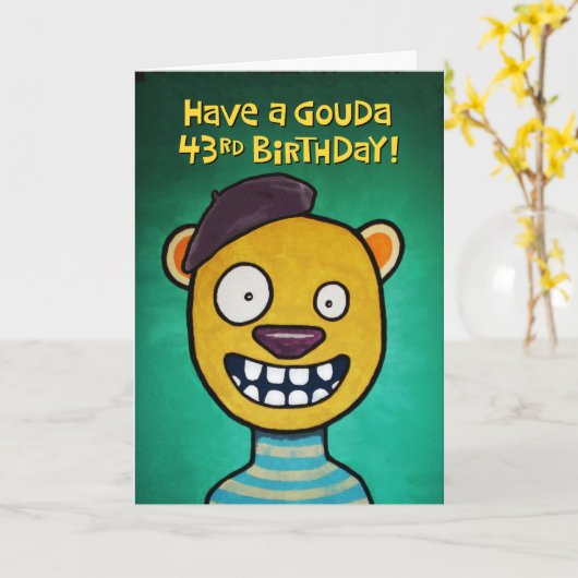 Grappige 43e verjaardag Kaart voor haar (Gele Bloem)