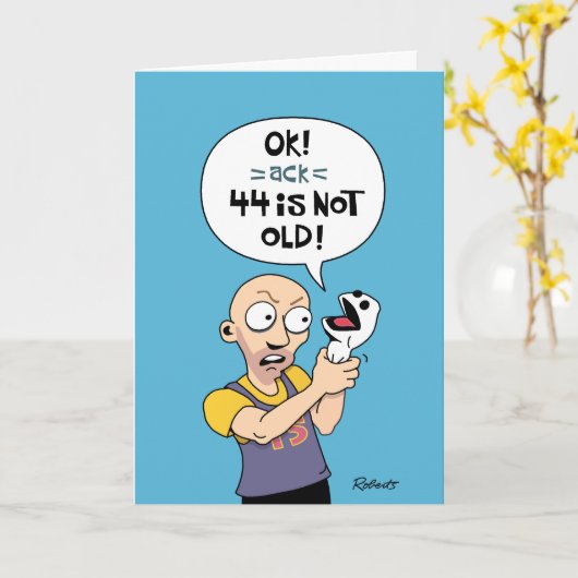 Grappige 44e Verjaardag Kaart (Gele Bloem)