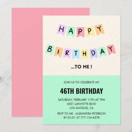 Grappige 46e verjaardag uitnodigingen Happy Birthd (Voorkant / Achterkant)