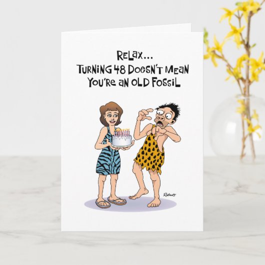 Grappige 48ste Verjaardag Kaart (Gele Bloem)