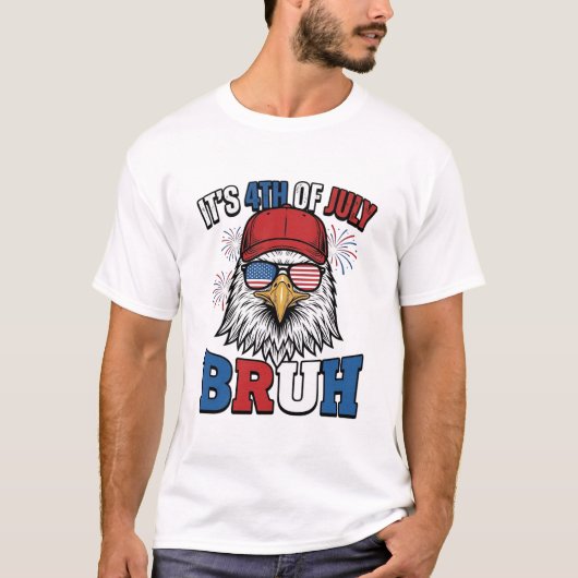 Grappige 4 juli Adelaar Bruh Patriottisch Shirt On (Voorkant)