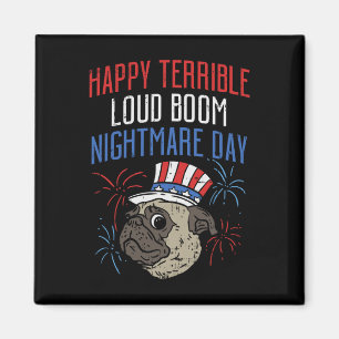 Grappige 4 juli bang pug vuurwerk parade hond magneet