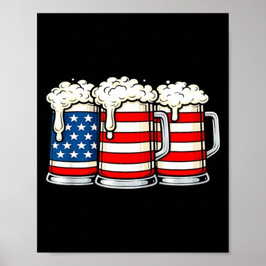 Grappige 4 juli bier-lievende vader drinkende mann poster (Voorkant)