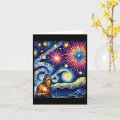 Grappige 4 juli Bigfoot Nacht Vuurwerk Vierde Juli Kaart (Gele Bloem)