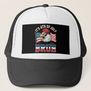 Grappige 4 juli Bruh Patriottische Adelaar Trucker Pet